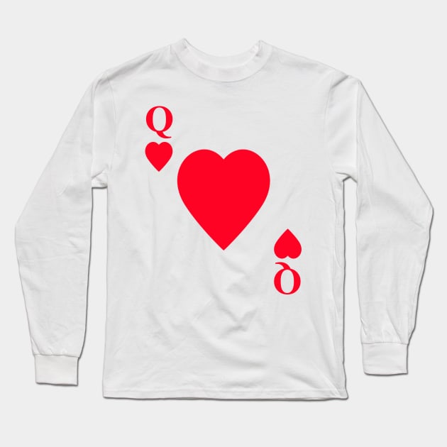 Queen of Hearts Playing Card Halloween Costume Long Sleeve T-Shirt by fishbiscuit